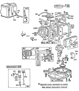 Cylinder,sumps,piston,mufflers Diagram and Parts List for 94508-0157-XX  Briggs and Stratton Engine